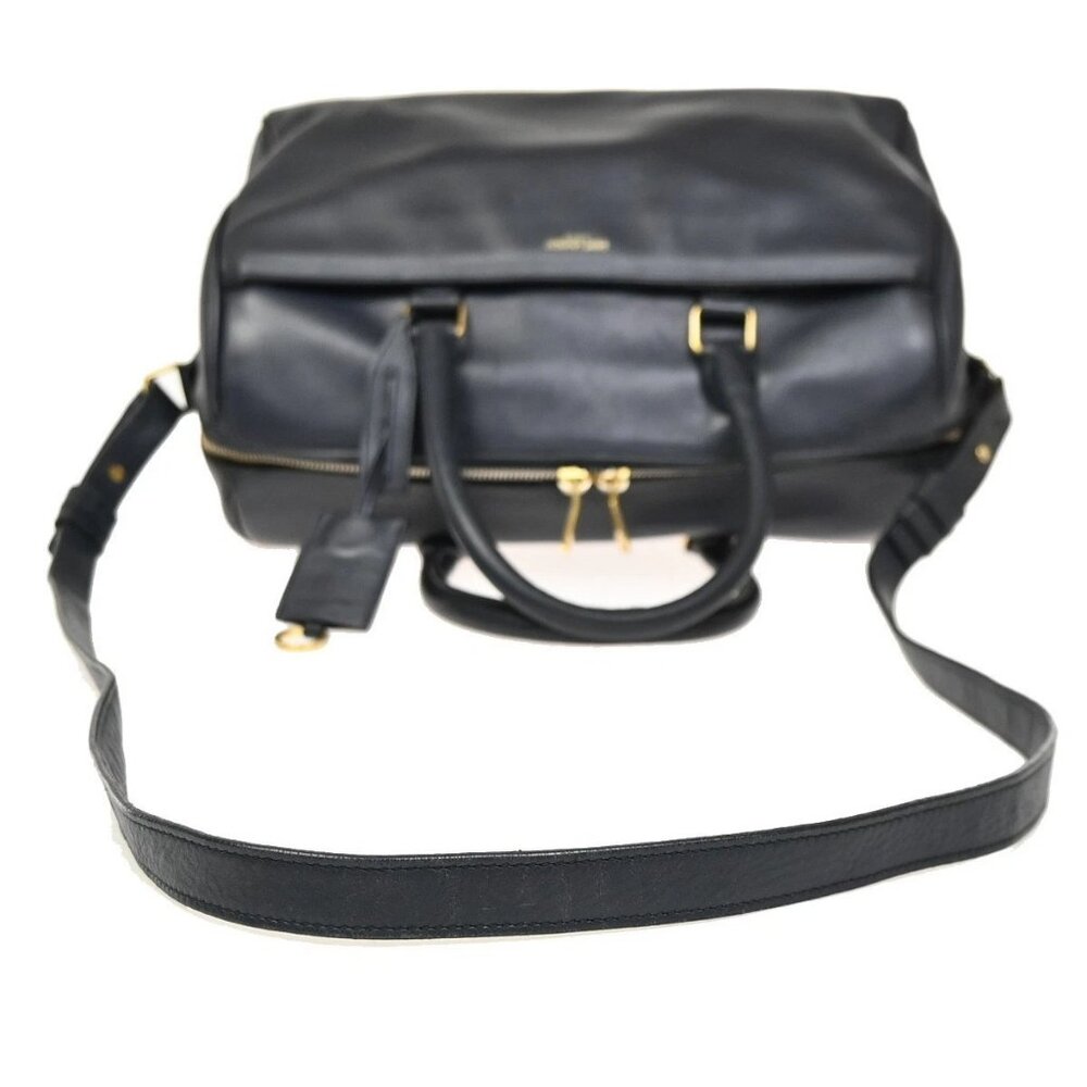 SAINT LAURENT Class Duffle 2way Shoulder Handbag Leather Blue GHW Italy 37ZA042 - Picture 7 of 16